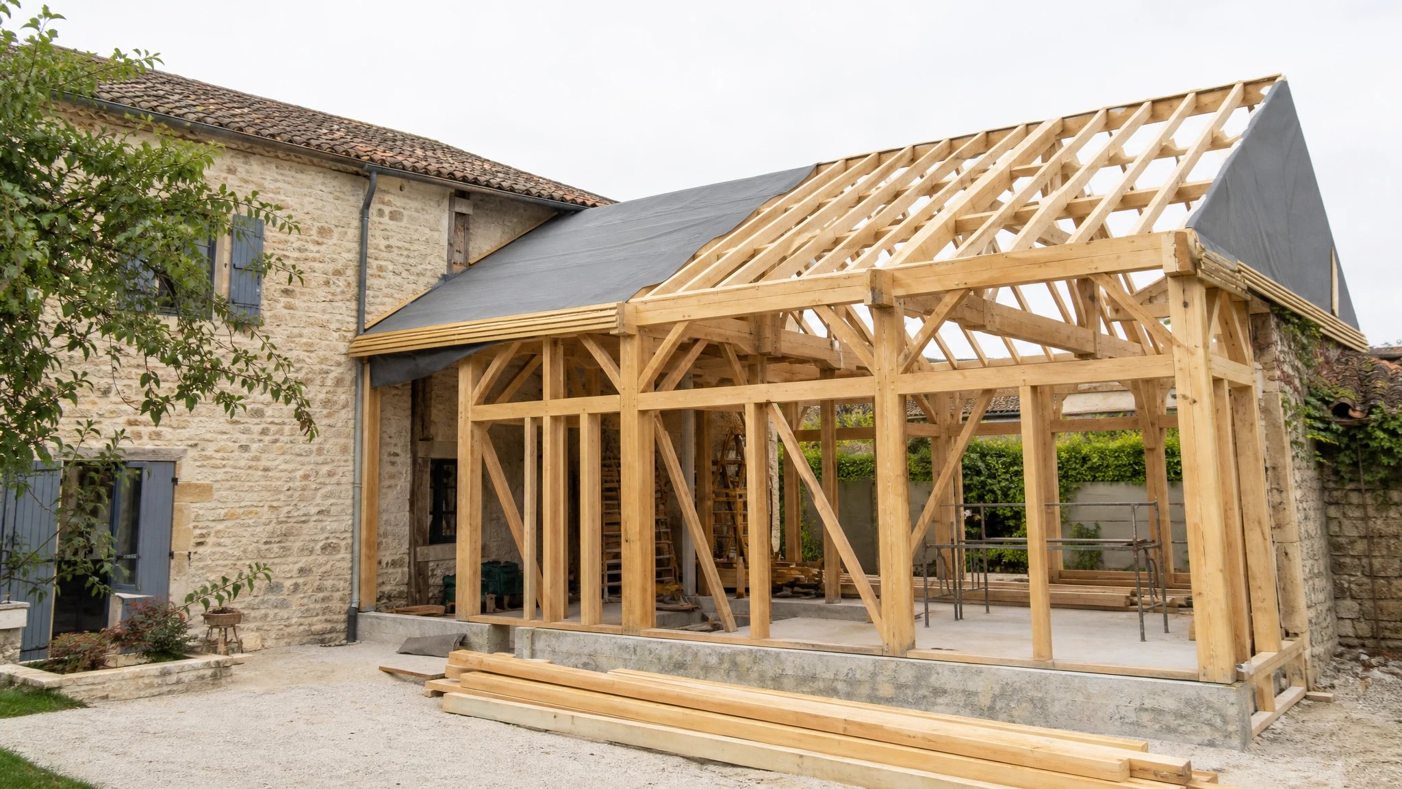 Extension ossature bois accolée à une maison en Gironde, projet MARTI-amo