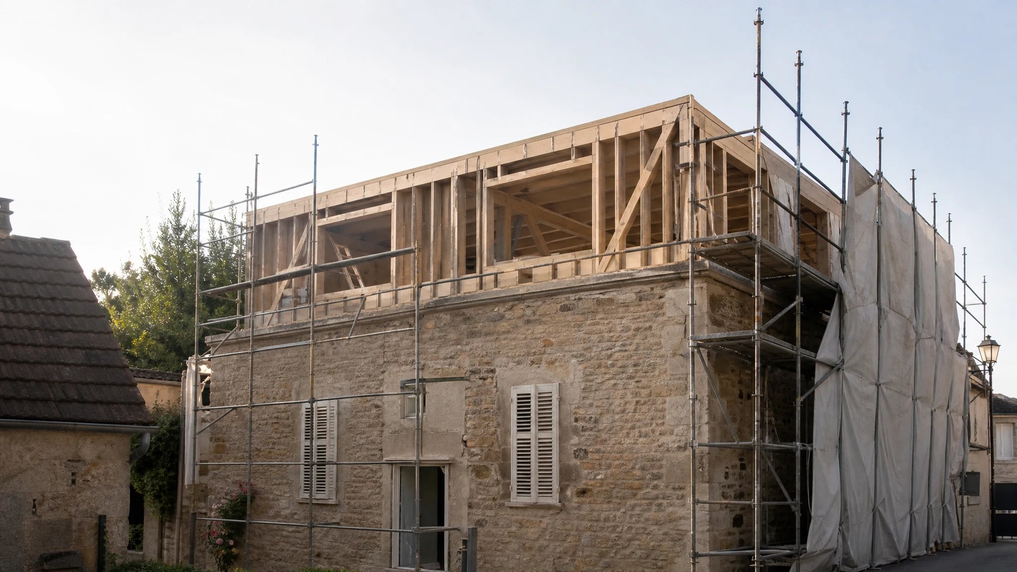 Surélévation en ossature bois d'une maison bordelaise, chantier suivi par MARTI-amo